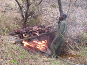 Smoking the meat for the road